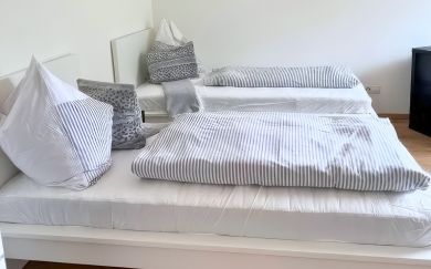 Sleeping area with two beds