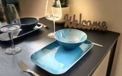 Dining table with welcome decoration